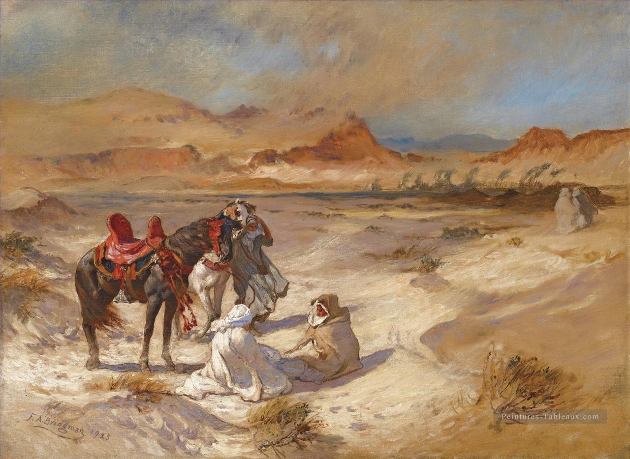 SIROCCO SUR LE DESERT Frederick Arthur Bridgman Arabe Peintures à l'huile